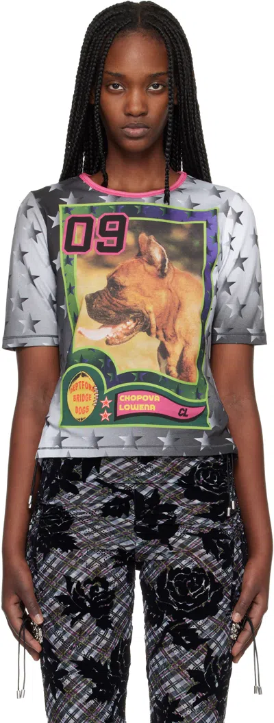 Chopova Lowena Gray 'deptford Dogs' Fitted Jersey T-shirt In Multi