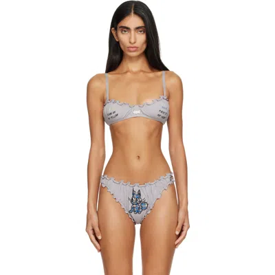 Chopova Lowena Gray 'feelings' Heartbreak Bralette