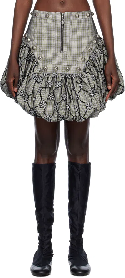 Chopova Lowena Green & Black Backtuck Miniskirt In Green Tartan And Bla