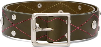 Chopova Lowena Green Studded Trouser Belt In Black