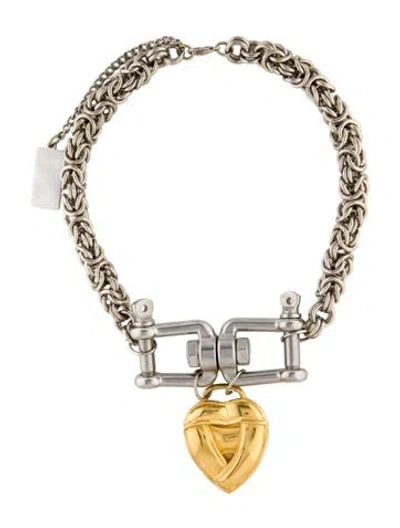 Pre-owned Chopova Lowena Heart Pendant Necklace, 22.75" In Multicolor