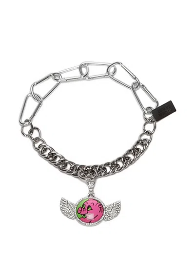Chopova Lowena Hey Piggy Carabiner Necklace In Metallic