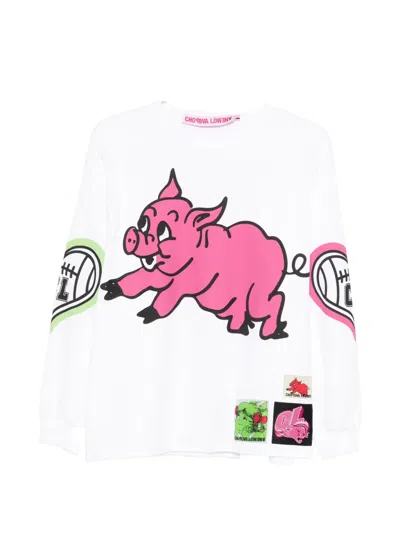 Chopova Lowena Hey Piggy Printed T-shirt In White