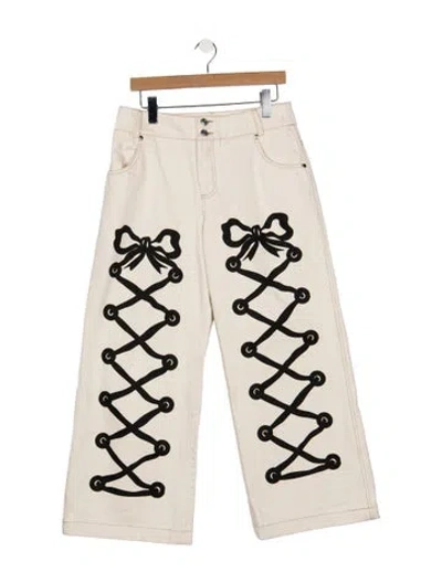 Pre-owned Chopova Lowena High-rise Wide Leg Jeans In Neutrals
