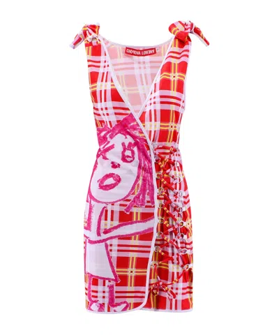 Chopova Lowena Knock Out V-neck Dress In Pink