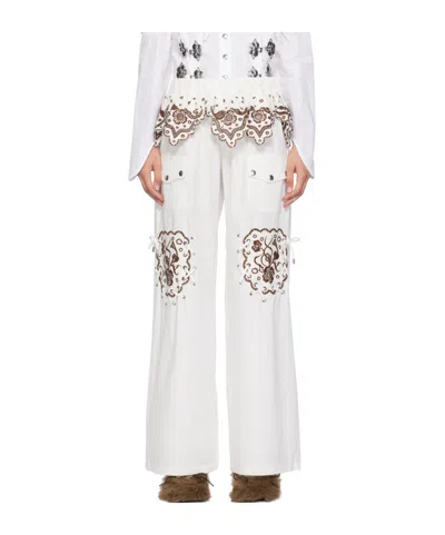 Chopova Lowena Lansky Lace Casual Pants In White
