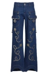 Chopova Lowena Moppy Charm Wide Leg Jeans In Blue