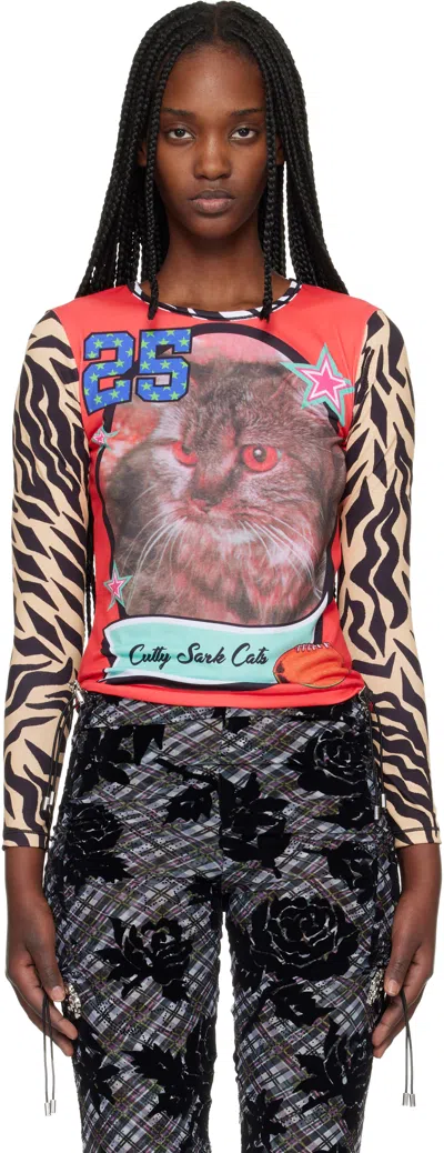 Chopova Lowena Multicolor 'cutty Sark Cats' Fitted Jersey T-shirt