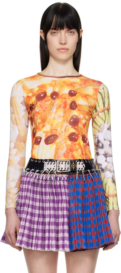 CHOPOVA LOWENA MULTICOLOR 'DINNER'S SERVED' FITTED JERSEY T-SHIRT
