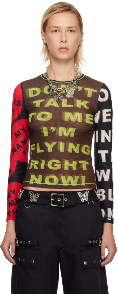 CHOPOVA LOWENA MULTICOLOR 'DON'T TALK TO ME' MESH T-SHIRT