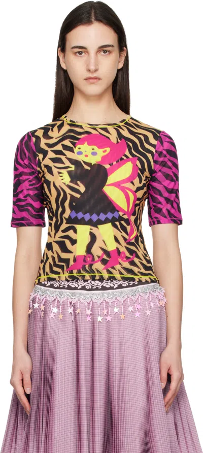 Chopova Lowena Multicolor Hairy Fairy Fitted Mesh Top