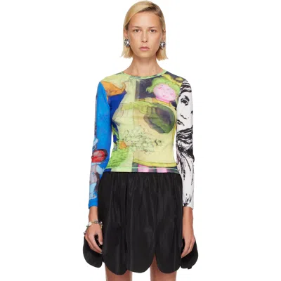 Chopova Lowena Multicolor 'who's There?' Fitted Mesh T-shirt