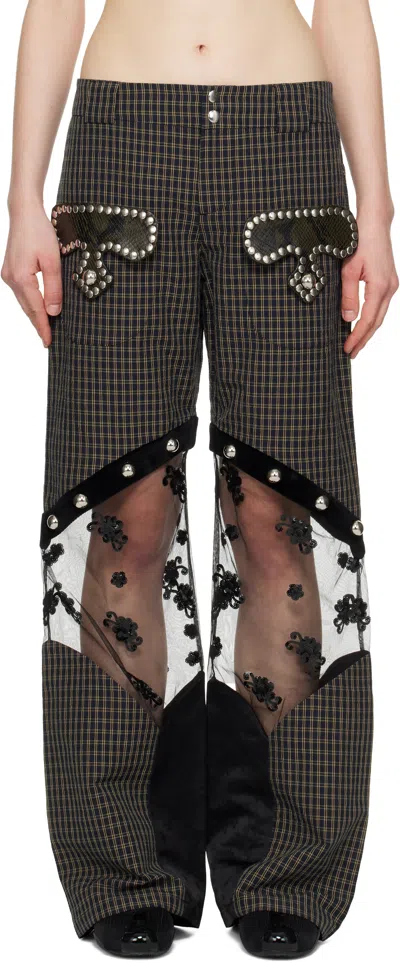 Chopova Lowena Navy & Beige Rusher Trousers In Blue And Black