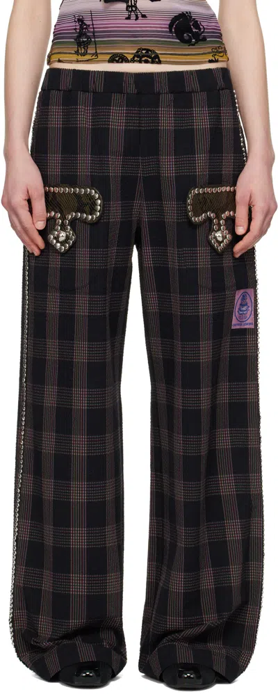 Chopova Lowena Navy Annex Pyjama Trousers In Rainbow Tartan