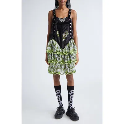 Chopova Lowena Nightie Satin & Lace Dress In Multi