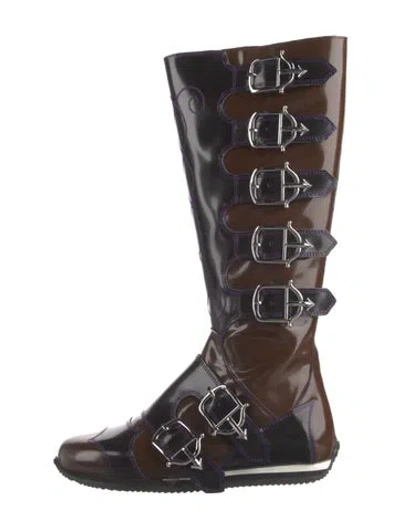 Pre-owned Chopova Lowena Patent Leather Boots In Brown