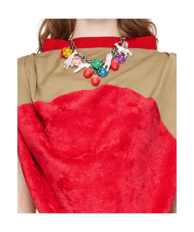 Chopova Lowena Pattern Pendant Necklace In Red