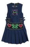 Chopova Lowena Patty Pleated Denim Dress In Multi