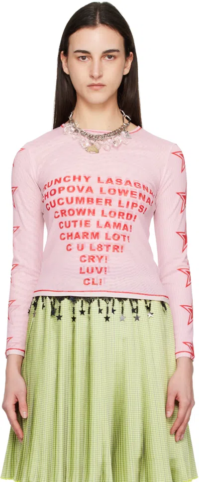 Chopova Lowena Chunchy Lasagne Star-graphic Top In Pink