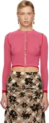 Chopova Lowena Pink Fishnet Cardigan In Multi
