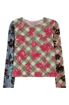 Chopova Lowena Pixel Bunny Flocked Mesh Top In Multi