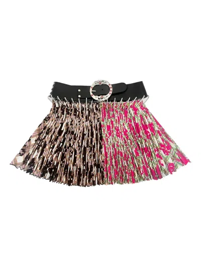 Chopova Lowena Pixel Party Pleated Mini Skirt In Black