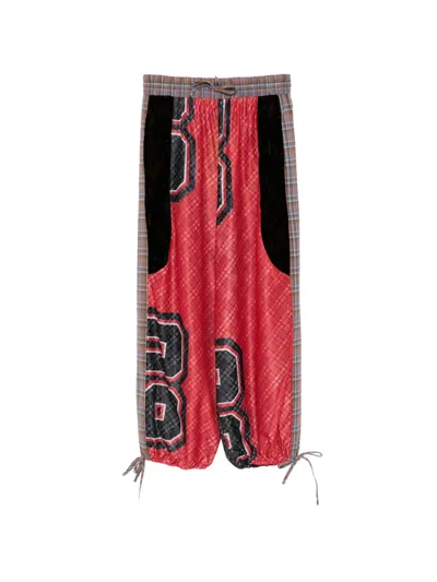 Chopova Lowena Plaid Panelled Trousers In Red