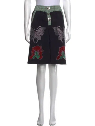 Pre-owned Chopova Lowena Plaid Print Knee-length Skirt In Black