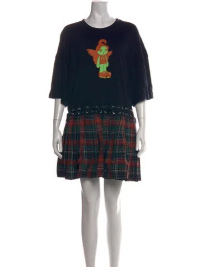 Pre-owned Chopova Lowena Plaid Print Mini Dress In Black