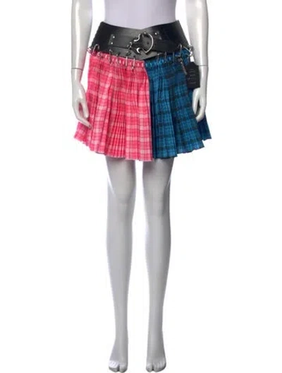 Pre-owned Chopova Lowena Plaid Print Mini Skirt In Red