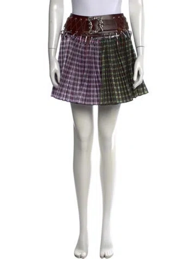 Pre-owned Chopova Lowena Plaid Print Mini Skirt W/ Tags In Yellow