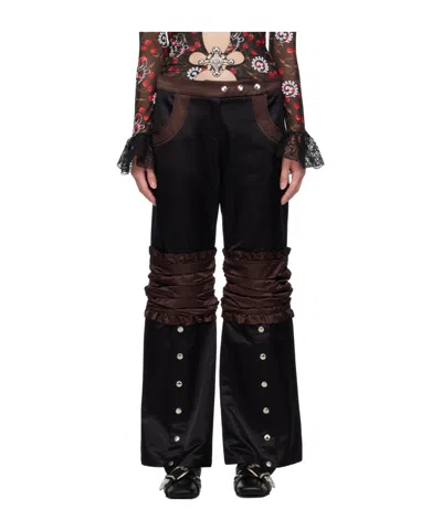 Chopova Lowena Pleated Spliced Casual Pants In Black