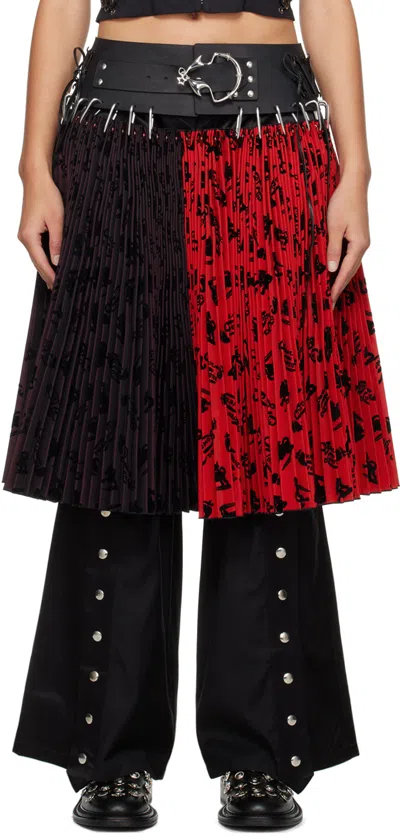 Chopova Lowena Purple & Red Laser Knee Midi Skirt In Purple/red