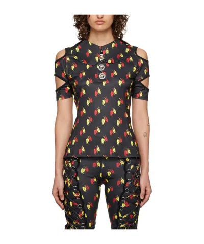 Chopova Lowena Rattler Leaf Polo Shirt In Black