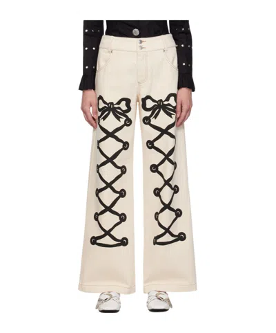 Chopova Lowena Ribbon Jeans In Nude