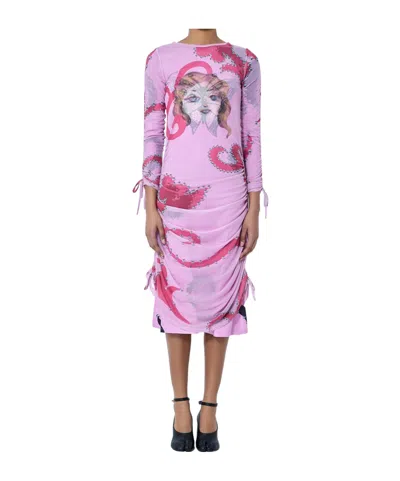 CHOPOVA LOWENA CHOPOVA LOWENA RUCHED MESH PRINT DRESS