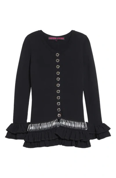 Chopova Lowena Ruffle Carabiner Cardigan In Black