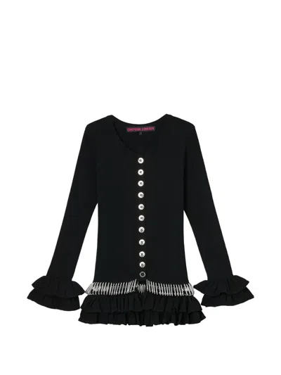 Chopova Lowena Ruffled Carabiner-detail Cardigan In Black