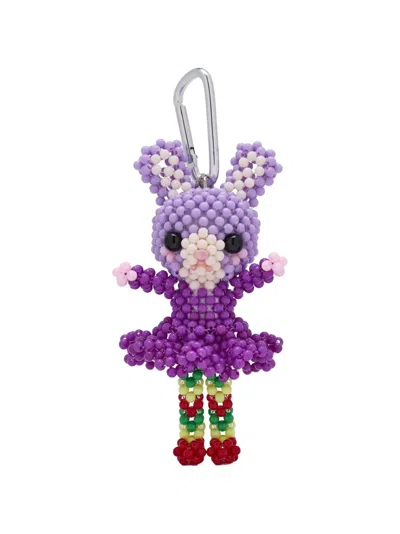 Chopova Lowena Sad Jerboa Beaded Keyring In Blue
