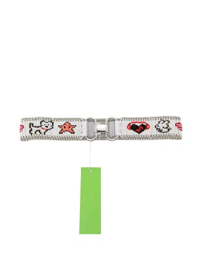 Chopova Lowena Safety Pin Beaded Belt In Metallic