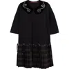 Chopova Lowena Black Saltos Kilt Minidress In Black Multi