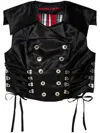 Chopova Lowena Satin-finish Lace-up Waistcoat In Black