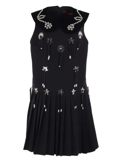 Chopova Lowena Scout Embellished Pleated Dress In Black