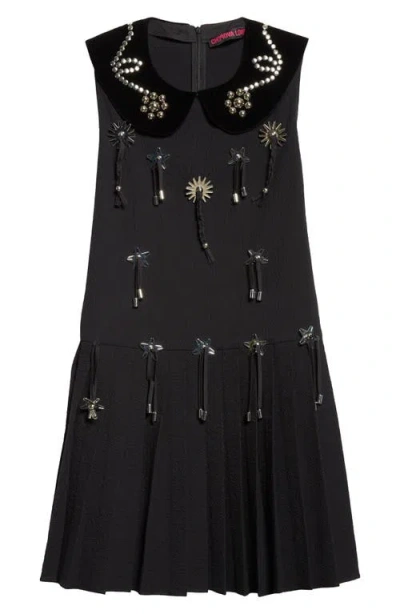 Chopova Lowena Scout Sleeveless Seersucker Dress In Black