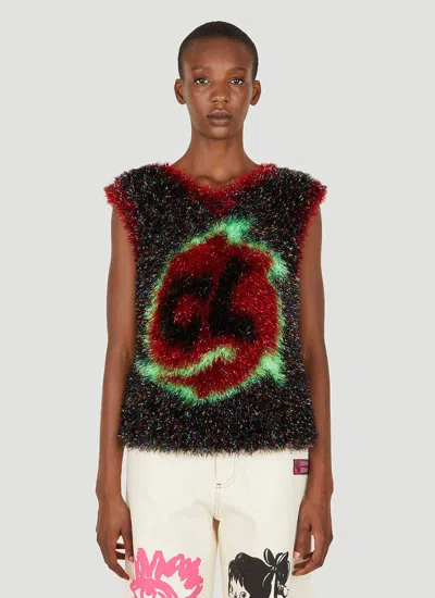 Chopova Lowena Metallic Knitted Vest In Black