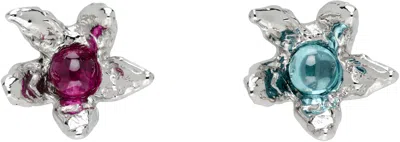 Chopova Lowena Silver Claw Flower Stud Earrings In Metallic
