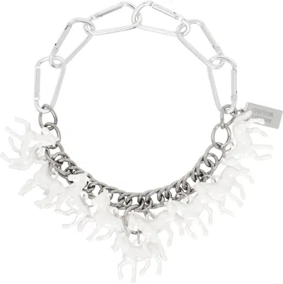 Chopova Lowena Silver Horse Girl Necklace In Metallic