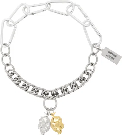 Chopova Lowena Silver Pair Of Pigs Necklace In Metallic