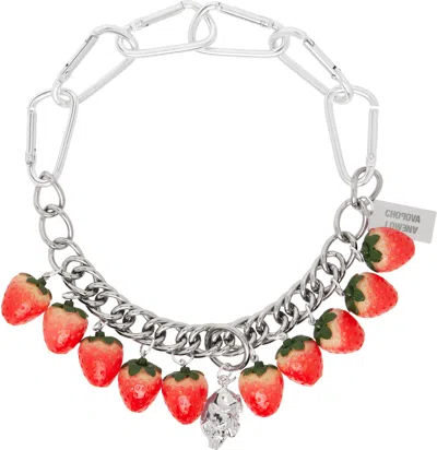 Chopova Lowena Silver Strawberry Piggy Necklace In Metallic