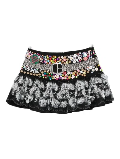 Chopova Lowena Skyhawk Beaded Mini Skirt In Multi